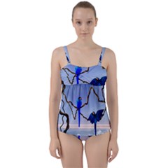 Wonderful Blue  Parrot Looking To The Ocean Twist Front Tankini Set by FantasyWorld7