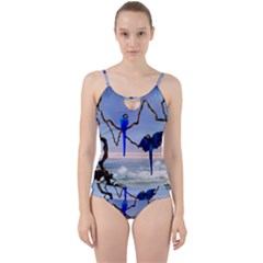 Wonderful Blue  Parrot Looking To The Ocean Cut Out Top Tankini Set by FantasyWorld7