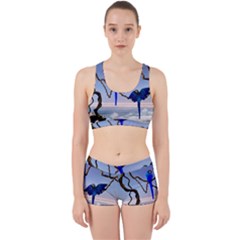 Wonderful Blue  Parrot Looking To The Ocean Work It Out Sports Bra Set by FantasyWorld7