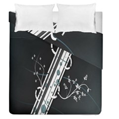 Line Light Leaf Flower Floral Black White Beauty Polka Duvet Cover Double Side (queen Size) by Mariart