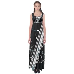 Line Light Leaf Flower Floral Black White Beauty Polka Empire Waist Maxi Dress by Mariart