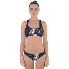 Line Light Leaf Flower Floral Black White Beauty Polka Cross Back Hipster Bikini Set by Mariart