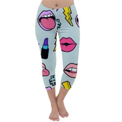 Lipstick Lips Heart Valentine Star Lightning Beauty Sexy Capri Winter Leggings  by Mariart