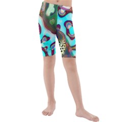 Multiscale Turing Pattern Recursive Coupled Stone Rainbow Kids  Mid Length Swim Shorts by Mariart