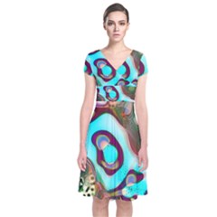 Multiscale Turing Pattern Recursive Coupled Stone Rainbow Short Sleeve Front Wrap Dress by Mariart