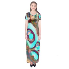 Multiscale Turing Pattern Recursive Coupled Stone Rainbow Short Sleeve Maxi Dress by Mariart