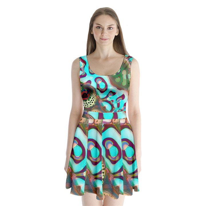 Multiscale Turing Pattern Recursive Coupled Stone Rainbow Split Back Mini Dress 