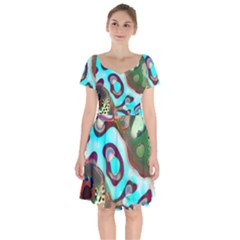 Multiscale Turing Pattern Recursive Coupled Stone Rainbow Short Sleeve Bardot Dress by Mariart