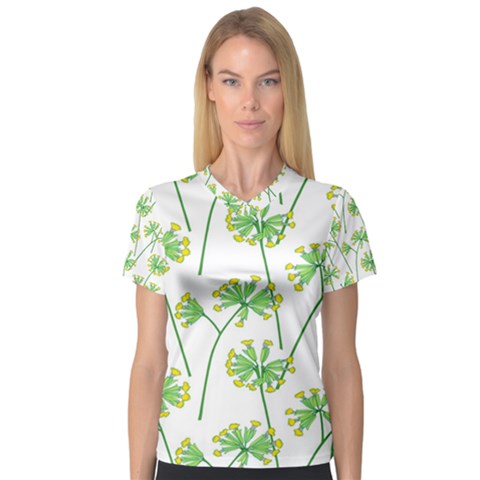 Marimekko Fabric Flower Floral Leaf V-neck Sport Mesh Tee by Mariart