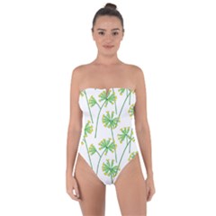 Marimekko Fabric Flower Floral Leaf Tie Back One Piece Swimsuit by Mariart