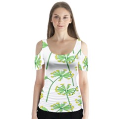 Marimekko Fabric Flower Floral Leaf Butterfly Sleeve Cutout Tee 