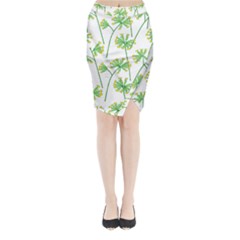 Marimekko Fabric Flower Floral Leaf Midi Wrap Pencil Skirt