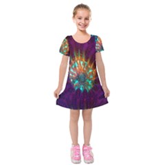 Live Green Brain Goniastrea Underwater Corals Consist Small Kids  Short Sleeve Velvet Dress by Mariart