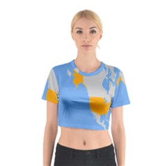 Map Transform World Cotton Crop Top by Mariart