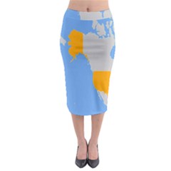 Map Transform World Midi Pencil Skirt