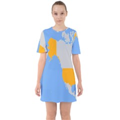 Map Transform World Sixties Short Sleeve Mini Dress by Mariart