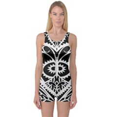 Paper Cut Butterflies Black White One Piece Boyleg Swimsuit by Mariart