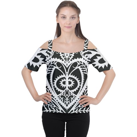 Paper Cut Butterflies Black White Cutout Shoulder Tee by Mariart