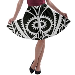 Paper Cut Butterflies Black White A-line Skater Skirt by Mariart