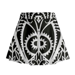 Paper Cut Butterflies Black White Mini Flare Skirt by Mariart