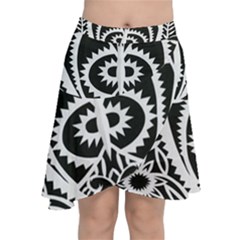 Paper Cut Butterflies Black White Chiffon Wrap