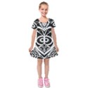 Paper Cut Butterflies Black White Kids  Short Sleeve Velvet Dress View1