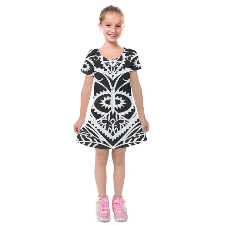 Paper Cut Butterflies Black White Kids  Short Sleeve Velvet Dress