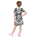 Paper Cut Butterflies Black White Kids  Short Sleeve Velvet Dress View2