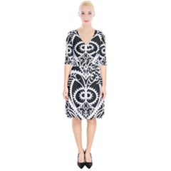 Paper Cut Butterflies Black White Wrap Up Cocktail Dress