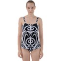 Paper Cut Butterflies Black White Twist Front Tankini Set View1