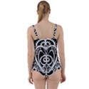 Paper Cut Butterflies Black White Twist Front Tankini Set View2