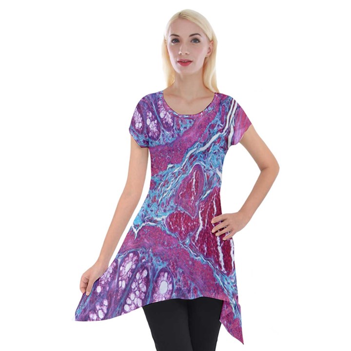 Natural Stone Red Blue Space Explore Medical Illustration Alternative Short Sleeve Side Drop Tunic