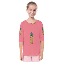 Pineapple Fruite Minimal Wallpaper Kids  Quarter Sleeve Raglan Tee