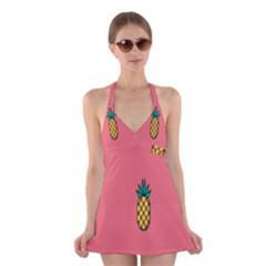 Pineapple Fruite Minimal Wallpaper Halter Swimsuit Dress by Mariart