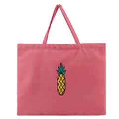 Pineapple Fruite Minimal Wallpaper Zipper Large Tote Bag by Mariart