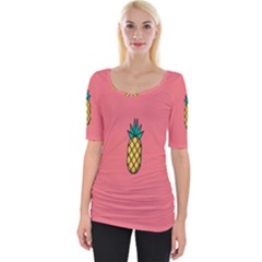 Pineapple Fruite Minimal Wallpaper Wide Neckline Tee