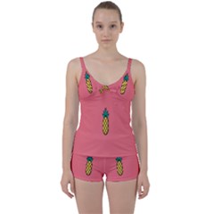 Pineapple Fruite Minimal Wallpaper Tie Front Two Piece Tankini by Mariart