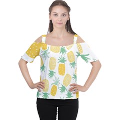 Pineapple Fruite Seamless Pattern Cutout Shoulder Tee