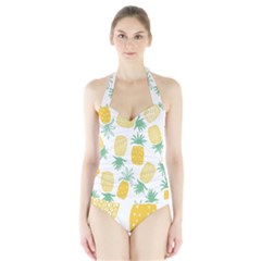 Pineapple Fruite Seamless Pattern Halter Swimsuit by Mariart