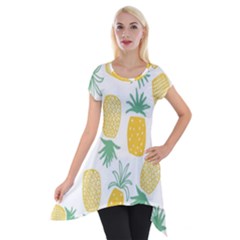 Pineapple Fruite Seamless Pattern Short Sleeve Side Drop Tunic by Mariart