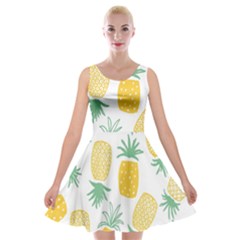 Pineapple Fruite Seamless Pattern Velvet Skater Dress by Mariart