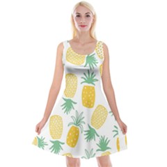 Pineapple Fruite Seamless Pattern Reversible Velvet Sleeveless Dress