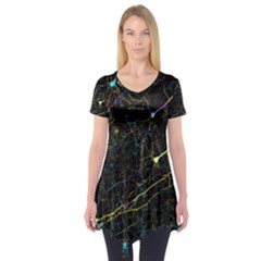 Neurons Light Neon Net Short Sleeve Tunic  by Mariart