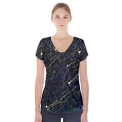 Neurons Light Neon Net Short Sleeve Front Detail Top by Mariart