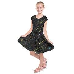 Neurons Light Neon Net Kids  Short Sleeve Dress by Mariart