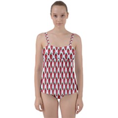 Strawberry Pattern Twist Front Tankini Set