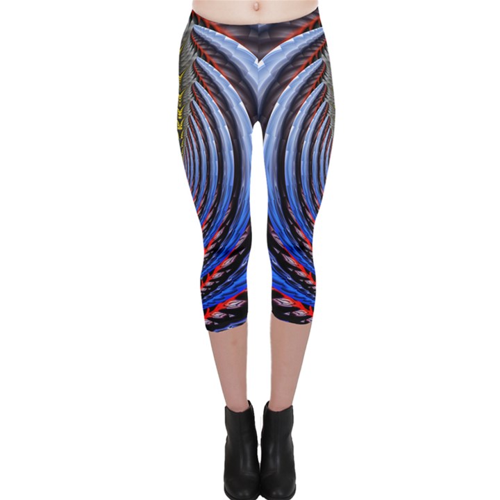 Illustration Robot Wave Rainbow Capri Leggings 