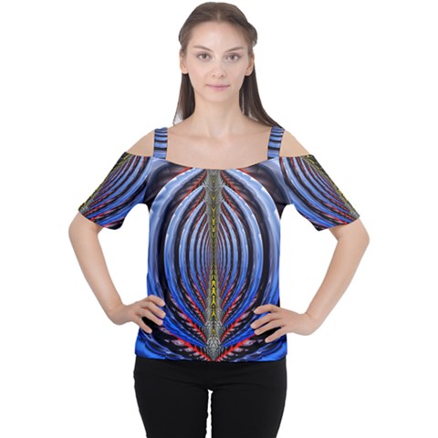 Illustration Robot Wave Rainbow Cutout Shoulder Tee by Mariart