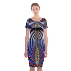 Illustration Robot Wave Rainbow Classic Short Sleeve Midi Dress