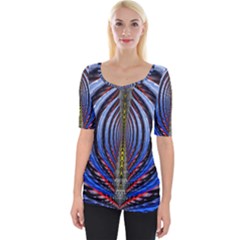 Illustration Robot Wave Rainbow Wide Neckline Tee